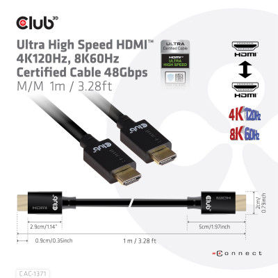 CLUB3D CAC-1371 HDMI cable HDMI Type A (Standard) Black