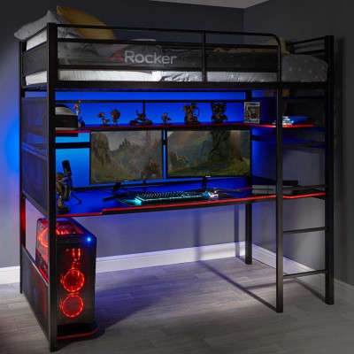 X-Rocker - BattleBunk Gaming Bed met geïntegreerd XL Gamebureau - Hoogteslaper