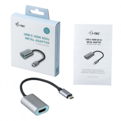 i-tec Metal C31METALHDMI60HZ video kabel adapter 0,15 m USB Type-C HDMI Grijs, Turkoois