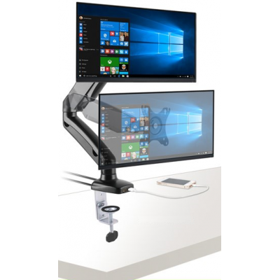 TECHLY DESK MOUNT FOR MONITOR 13-27" WITH USB & AUDIO PORTS