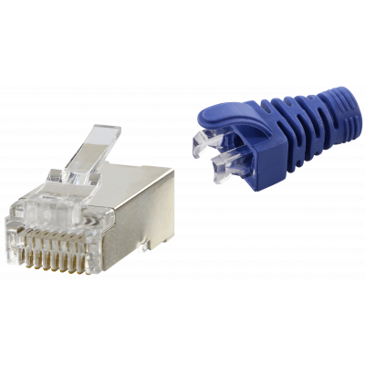 RJ45 CAT5e SHIELDED EASY CONNECTOR+BLUE BOOT - 50-PACK