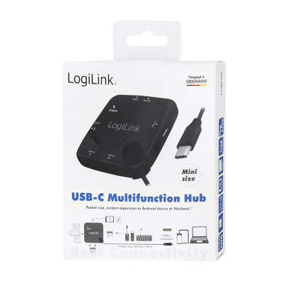 LOGILINK USB-C MULTIFUNC. HUB, OTG, USB 2.0, BLACK