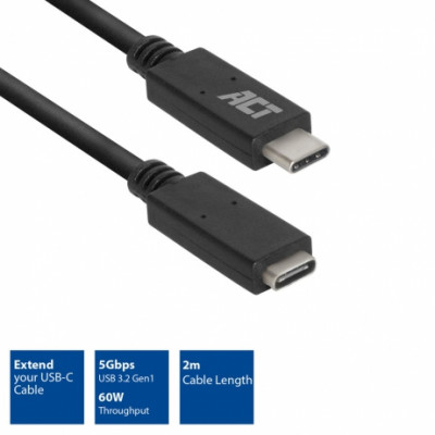USB-C Extension Cable USB 3.2 Gen1 (5Gbps) 60W 1.0 Meter