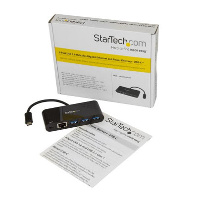 StarTech Hub USB C Hub 3 Port - GbE PD - USB 3.0