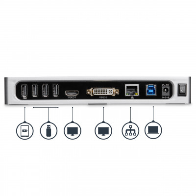 StarTech USB 3 Dual Monitor Dock HDMI DVI&#47;VGA