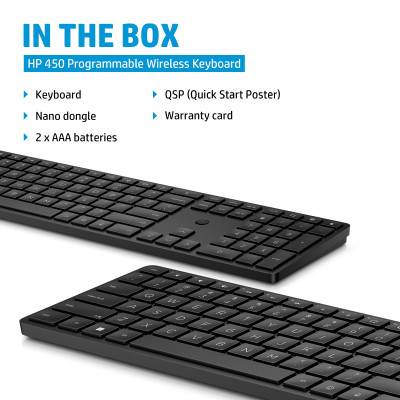 HP 450 Programmable Wireless keyboard RF Wireless + USB Black