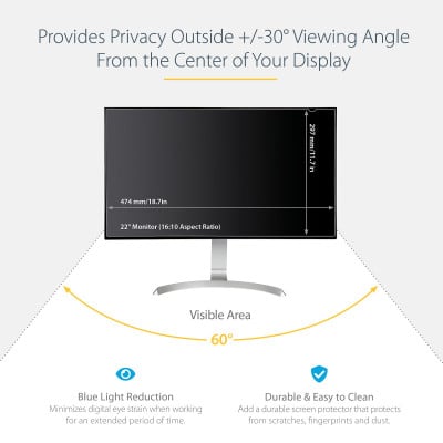 StarTech.com PRIVACY-SCREEN-22MB display privacy filters Frameless display privacy filter 55.9 cm (22")
