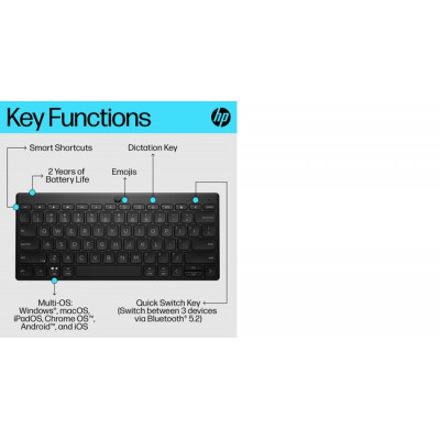 HP 355 Compact Multi-Device Bluetooth Keyboard clavier Noir