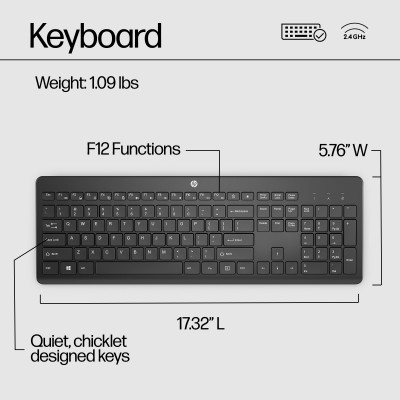 HP 230 Wireless keyboard RF Wireless Black