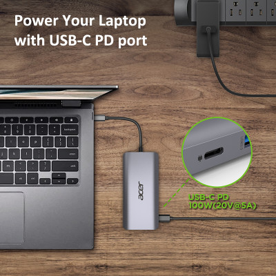 Acer HP.DSCAB.009 notebook dock/port replicator Wired USB 3.2 Gen 1 (3.1 Gen 1) Type-C Silver