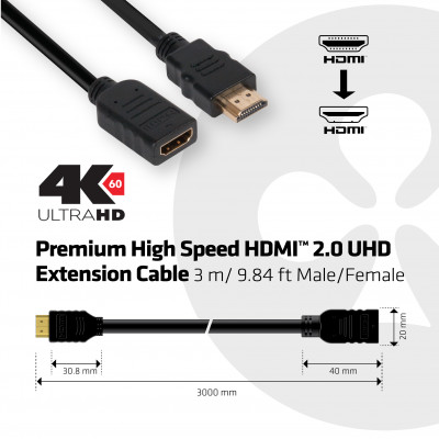 CLUB3D CAC-1321 HDMI kabel 3 m HDMI Type A (Standaard) Zwart