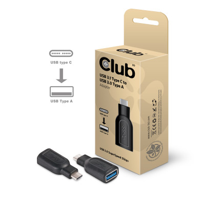 CLUB3D CAA-1521 tussenstuk voor kabels USB Type C 3.1 Zwart