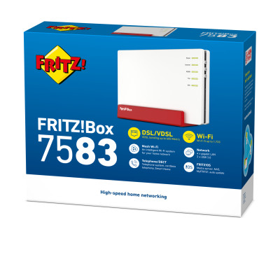FRITZ!Box FRITZ! BOX 7583 VDSL wireless router Gigabit Ethernet Dual-band (2.4 GHz / 5 GHz) 4G Red, White