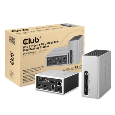CLUB3D CSV-3104D notebook dock/port replicator Wired USB 3.2 Gen 1 (3.1 Gen 1) Type-A Black, Silver