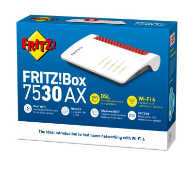 FRITZ!Box 7530 AX wireless router Gigabit Ethernet Dual-band (2.4 GHz / 5 GHz) 3G White
