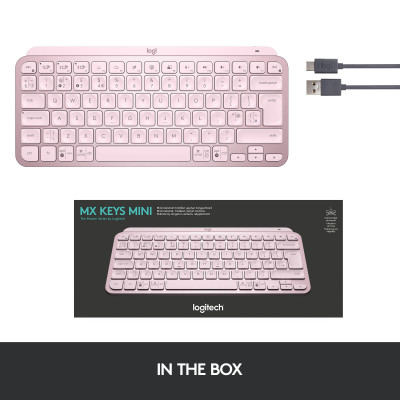 Logitech MX Keys Mini keyboard RF Wireless + Bluetooth ?ŽERTY French Pink