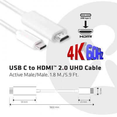 CLUB3D CAC-1514 changeur de genre de câble HDMI 2.0 Blanc