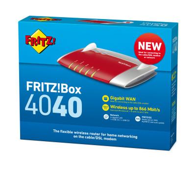 FRITZ!Box Box 4040 routeur sans fil Gigabit Ethernet Bi-bande (2,4 GHz / 5 GHz) 5G Rouge