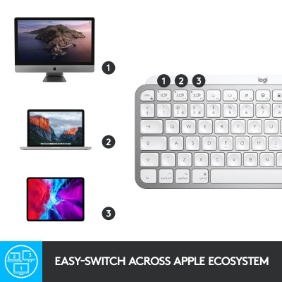 Logitech MX Keys Mini For Mac Minimalist Wireless Illuminated Keyboard clavier Bluetooth AZERTY Français Gris