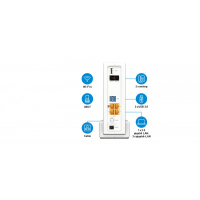 FRITZ!Box 6690 CABLE RETAIL INTERNATIONAL routeur sans fil 10 Gigabit Ethernet Bi-bande (2,4 GHz / 5 GHz) Blanc