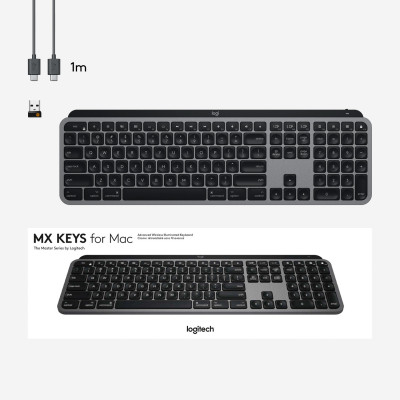 Logitech MX Keys f/ Mac keyboard RF Wireless + Bluetooth QWERTZ Swiss Grey