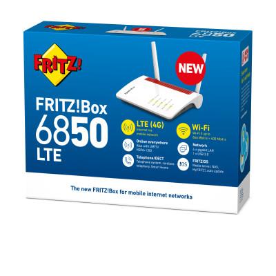 FRITZ!Box 6850 LTE wireless router Gigabit Ethernet Dual-band (2.4 GHz / 5 GHz) 4G Red, White