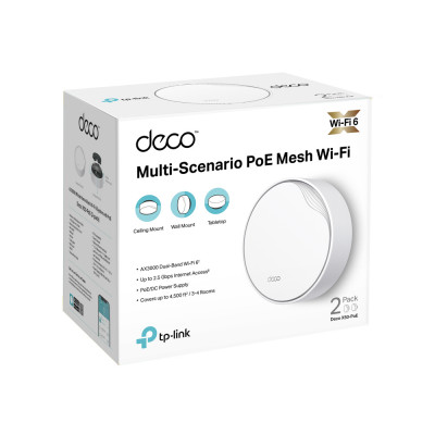 TP-Link DECO X50-POE(2-PACK) mesh wi-fi system Dual-band (2.4 GHz / 5 GHz) Wi-Fi 6 (802.11ax) White 3 Internal