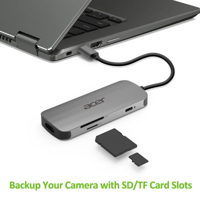 Acer HP.DSCAB.008 station d'accueil Avec fil USB 3.2 Gen 2 (3.1 Gen 2) Type-C Argent