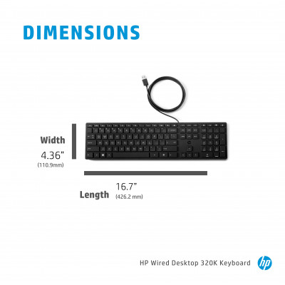 HP Wired Desktop 320K keyboard USB QWERTY English Black