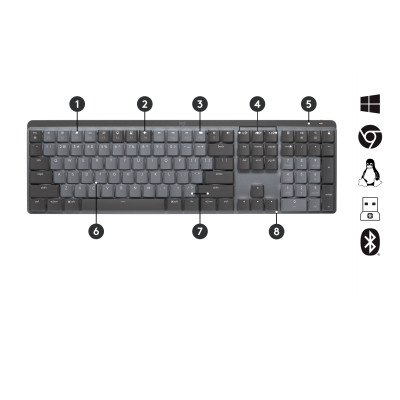 Logitech MX Mechanical keyboard RF Wireless + Bluetooth QWERTZ Swiss Graphite, Grey