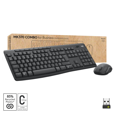Logitech MK370 Combo for Business keyboard Mouse included RF Wireless + Bluetooth AZERTY Belgian Graphite