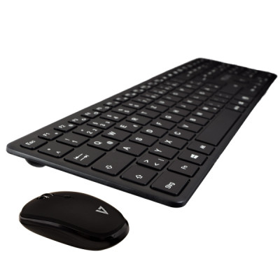 V7 CKW550DEBT keyboard Mouse included USB + Bluetooth QWERTZ German Black