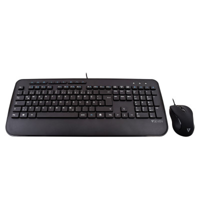 V7 CKU300DE toetsenbord Inclusief muis USB QWERTZ Duits Zwart