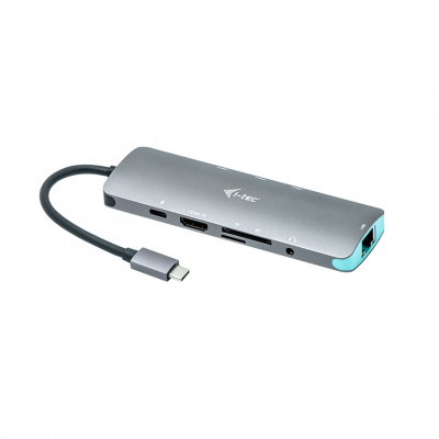 i-tec Metal C31NANODOCKLANPD station d'accueil Avec fil USB 3.2 Gen 1 (3.1 Gen 1) Type-C Argent, Turquoise