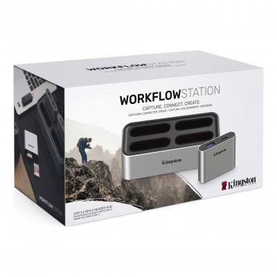 Kingston Technology Workflow Station Wired USB 3.2 Gen 2 (3.1 Gen 2) Type-C Black, Silver