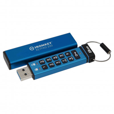 Kingston Technology IronKey Keypad 200 USB flash drive 8 GB USB Type-A 3.2 Gen 1 (3.1 Gen 1) Blauw
