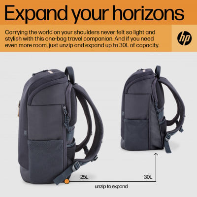 HP Travel 25 Liter 15.6 Iron Grey Laptop backpack Casual backpack Blue, Grey Polyester