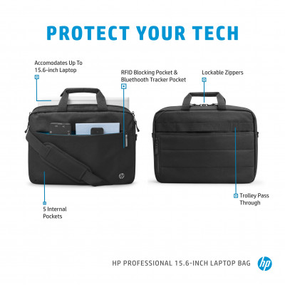 HP Professional 15.6-inch Laptop Bag sacoche d'ordinateurs portables 39,6 cm (15.6") Sac Messenger Noir