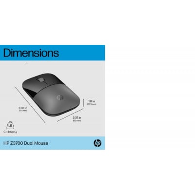 HP Z3700 Dual Silver mouse Ambidextrous RF Wireless + Bluetooth