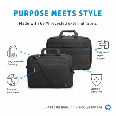 HP Professional 14.1-inch Laptop Bag sacoche d'ordinateurs portables 35,8 cm (14.1") Sac Messenger Noir