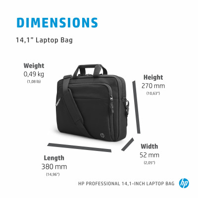 HP Professional 14.1-inch Laptop Bag notebook case 35.8 cm (14.1") Messenger case Black