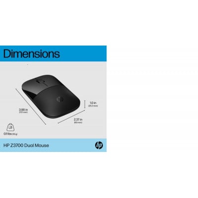 HP Z3700 Dual Black mouse Ambidextrous RF Wireless 1600 DPI