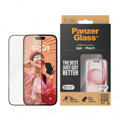 Panzerglass Apple iPhone 15 - Ultra-Wide Fit with EasyAligner