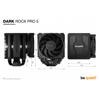 be quiet! Dark Rock Pro 5 Processor Air cooler 120/135 mm Black 1 pc(s)