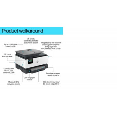 HP OfficeJet Pro 9120b All-in-One Printer Thermal inkjet A4 4800 x 1200 DPI 20 ppm Wi-Fi