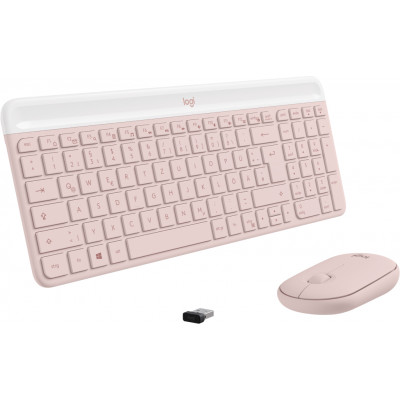Logitech MK470 Slim Combo keyboard Mouse included RF Wireless QWERTZ German Pink