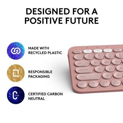 Logitech Pebble Keys 2 K380s keyboard RF Wireless + Bluetooth AZERTY French Pink