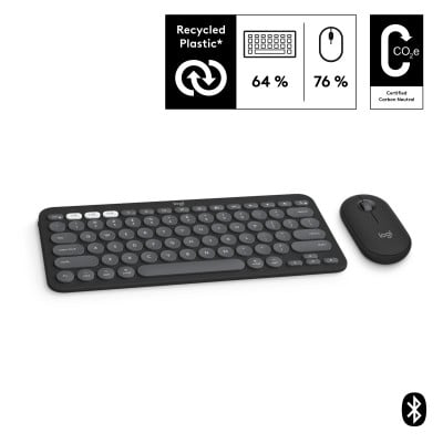 Logitech Pebble 2 Combo for Mac keyboard Mouse included RF Wireless + Bluetooth AZERTY French Graphite