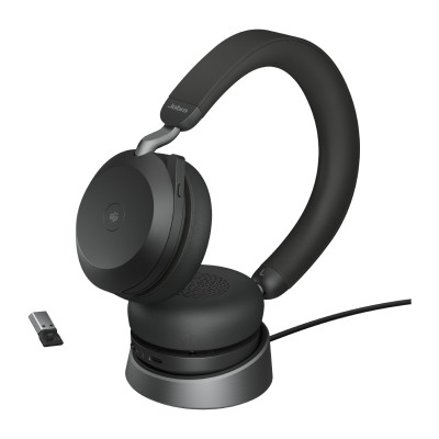 Jabra Evolve2 75 Headset Wireless Head-band Office/Call center Bluetooth Charging stand