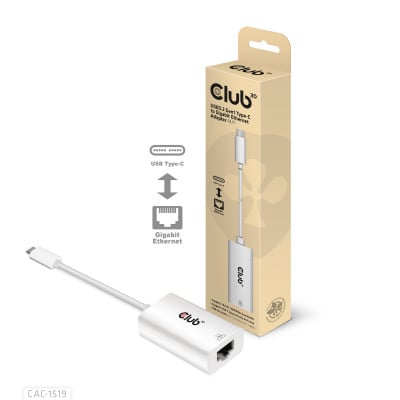 Club 3D USB TYPE C 3.1 GEN 1 GEN 1  MALE  TO 1GB ETHERNET FEMALE Active Adapter
